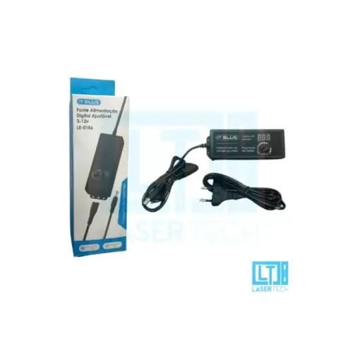 Fonte de Alimentação Digital 3–12V LE-0186 – Ajustável e Segura