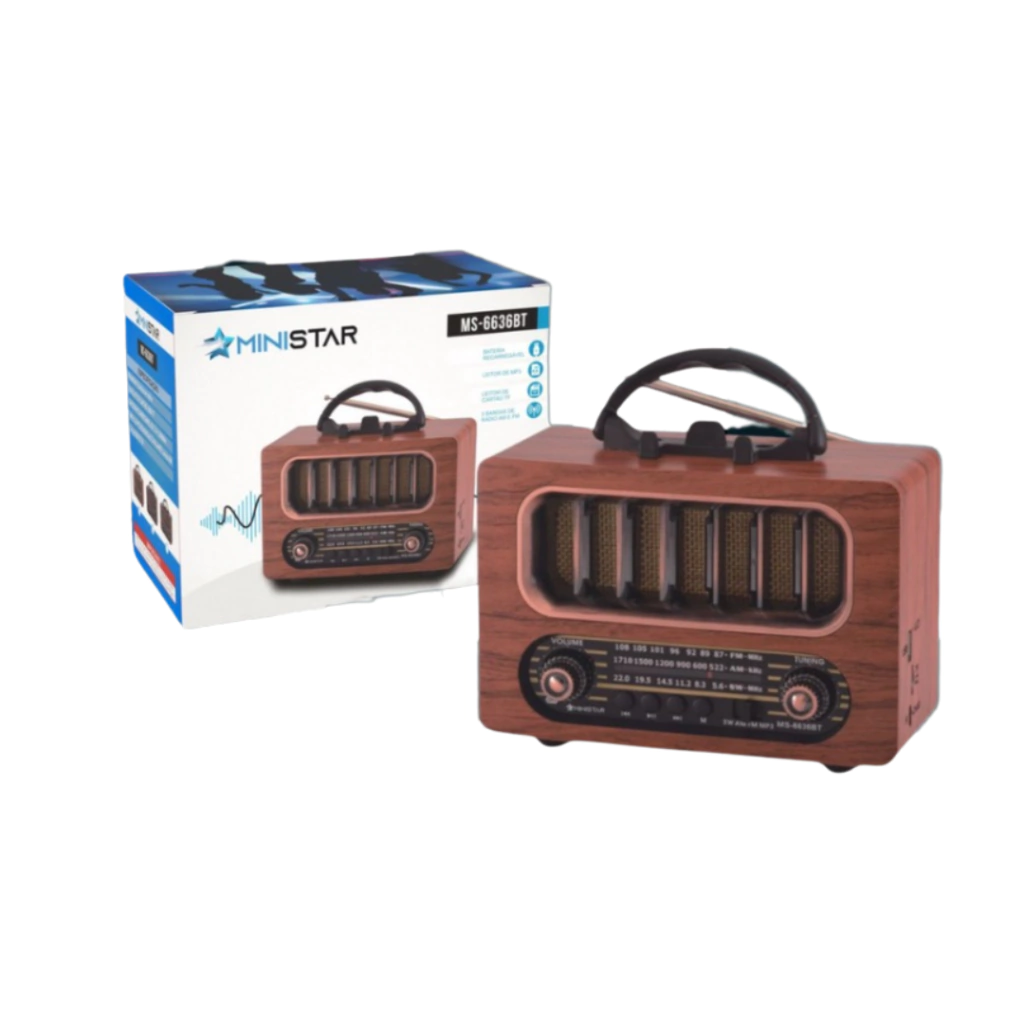 site-17-ebd1648e7e7059071117564966222363-1024-1024 Rádio 3 Bandas AM/FM USB/TF Ministar MS-6636BR – Portátil e Completo - Imagem 1