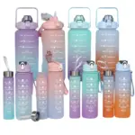 Kit Garrafas Motivacionais 3 Unidades – Hidratação com Estilo e Praticidade