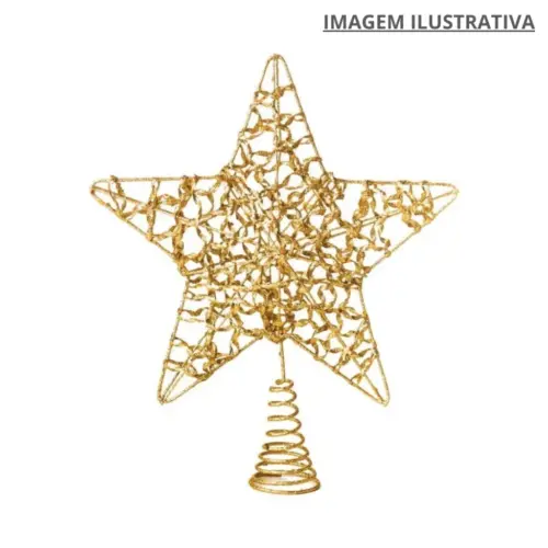 Ponteira Estrela Dourada 15x20 E72062 – Decoração de Topo Natalina