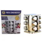 Kit Porta Temperos Inox com 12 Potes BM-F1159 LT23251 – Organização e Estilo
