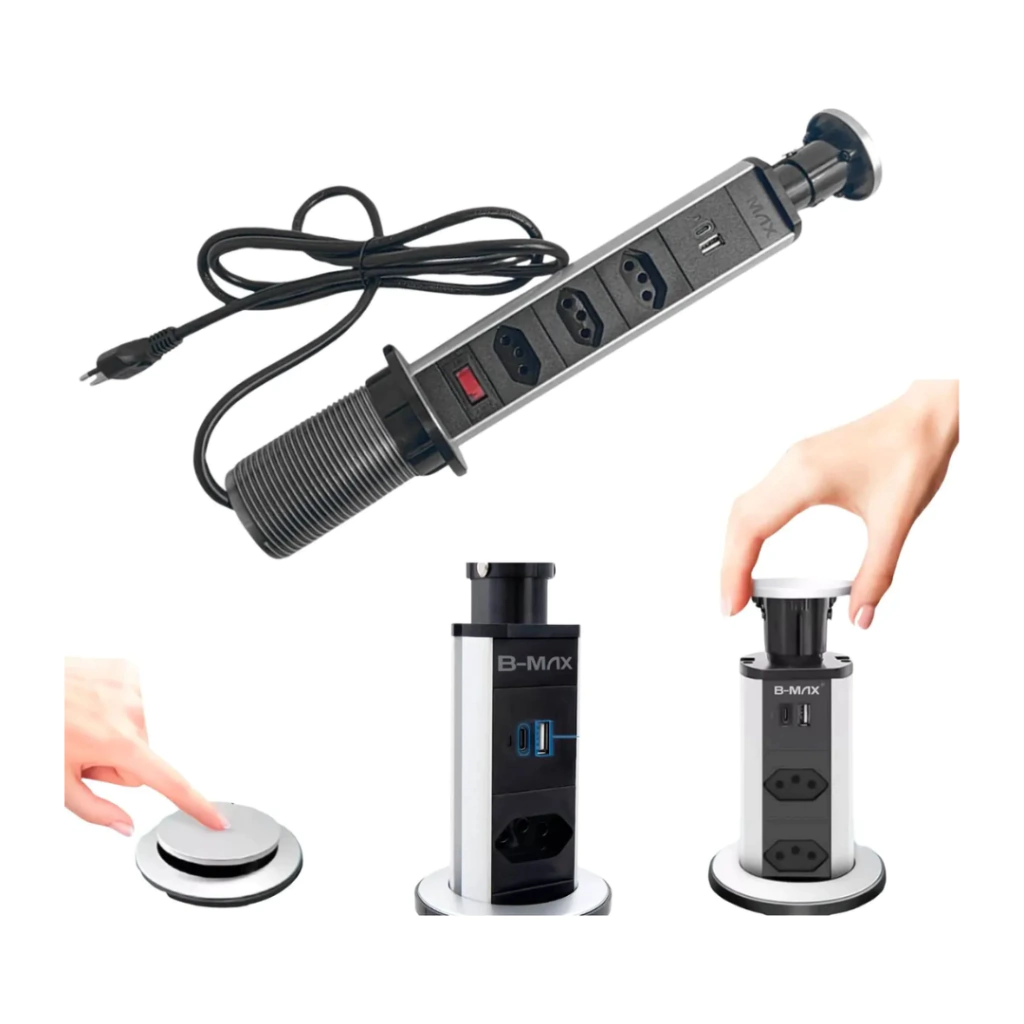 site-2025-10-18t131951-873-266e342a3cfa6af5ba17608044880641-1024-1024 Torre Retrátil 3 Tomadas + USB BM-8691A B-Max – Multiplug Embutido - Imagem 1