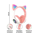 Fone de Ouvido Sem Fio Gatinho BM-222 – LED Colorido e Som Envolvente - Imagem 3
