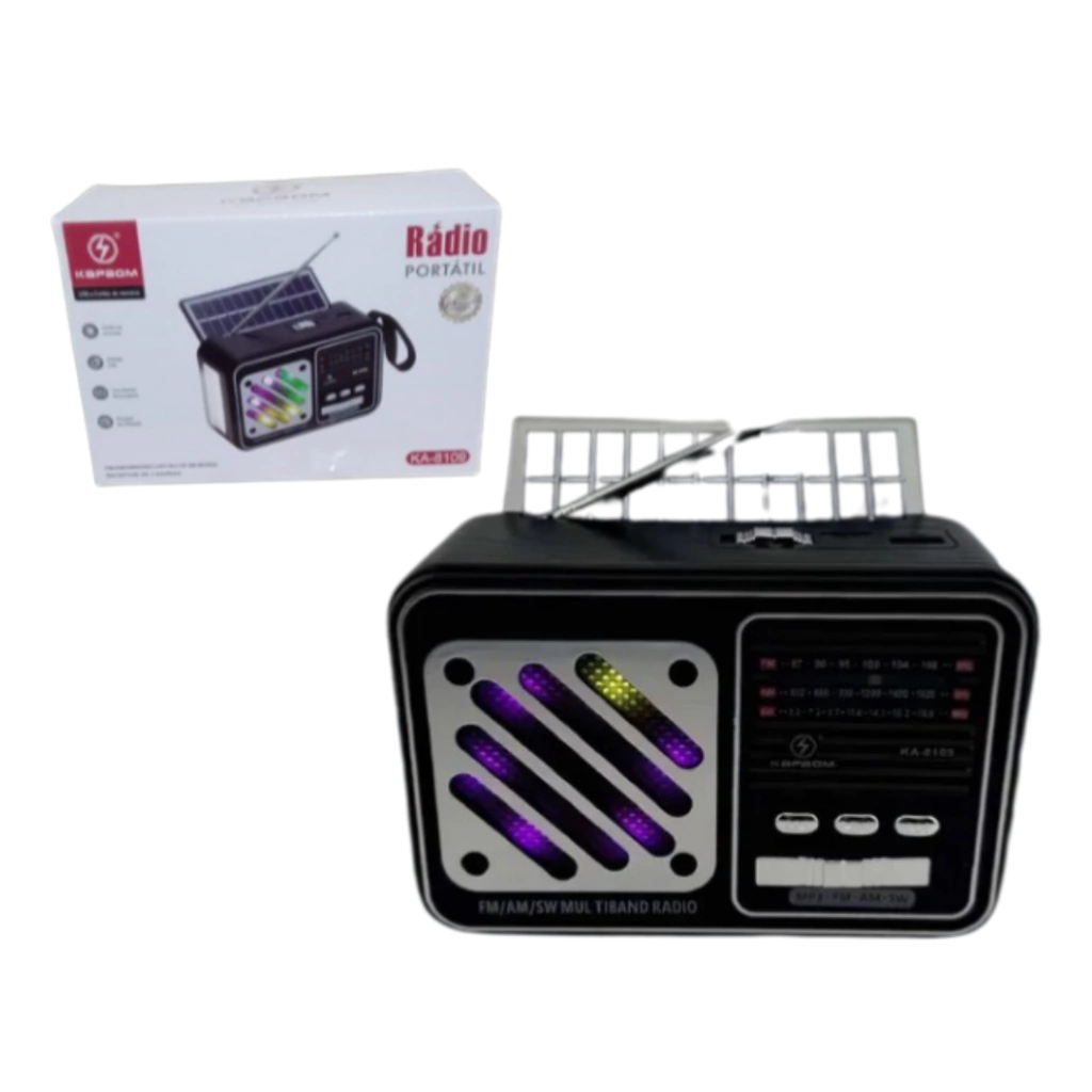 site-38-8dec54b9014759022317569310755967-1024-1024 Rádio AM/FM/SW BT USB com Placa Solar 5W KA-8109 – Energia Sustentável - Imagem 1