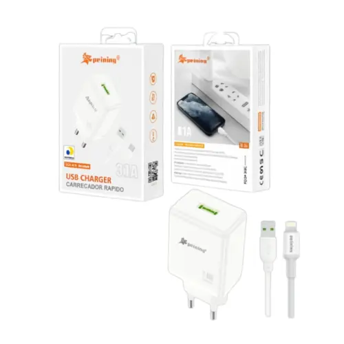 Carregador USB 3.1A iPhone PEI-QC119-2 – Potente e Seguro