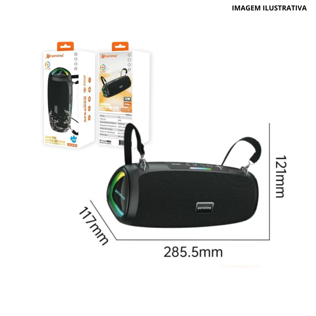 we-11-d512bf599641364ba517422144426608-1024-1024 Caixa de Som 30W LED RGB PEI-267BT Peining – Som Potente e Visual Moderno - Imagem 1