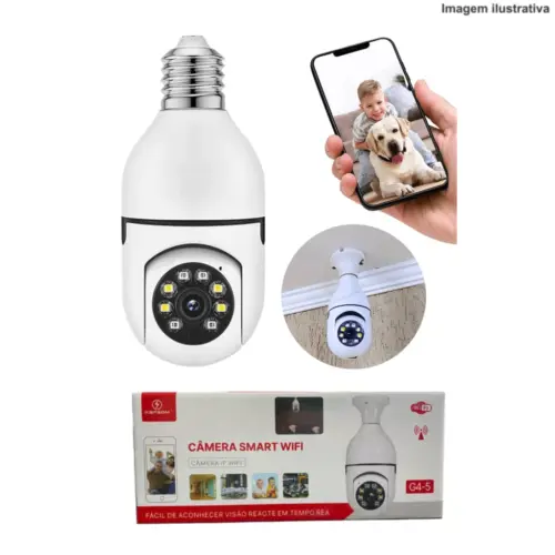 Câmera de Segurança IP Wi-Fi Lâmpada KAPBOM G4-5 – Vigilância 360° Disfarçada