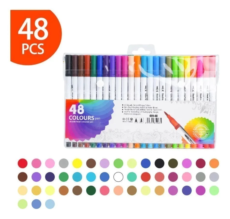 whatsapp-image-2025-04-28-at-13-42-50-d5e7ff1ced777a3b5417458662732386-1024-1024 Kit 48 Canetinhas Ponta Dupla SCB-48 001-48 – Cores Vivas e Criatividade Ilimitada - Imagem 1